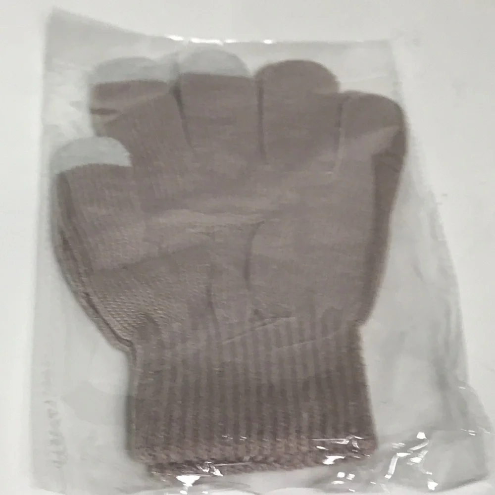Tan Touch Screen Knit Gloves